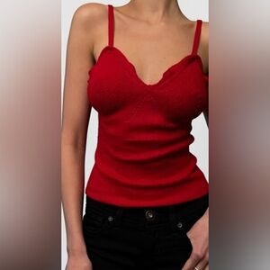 Red Sleeveless Knit Top